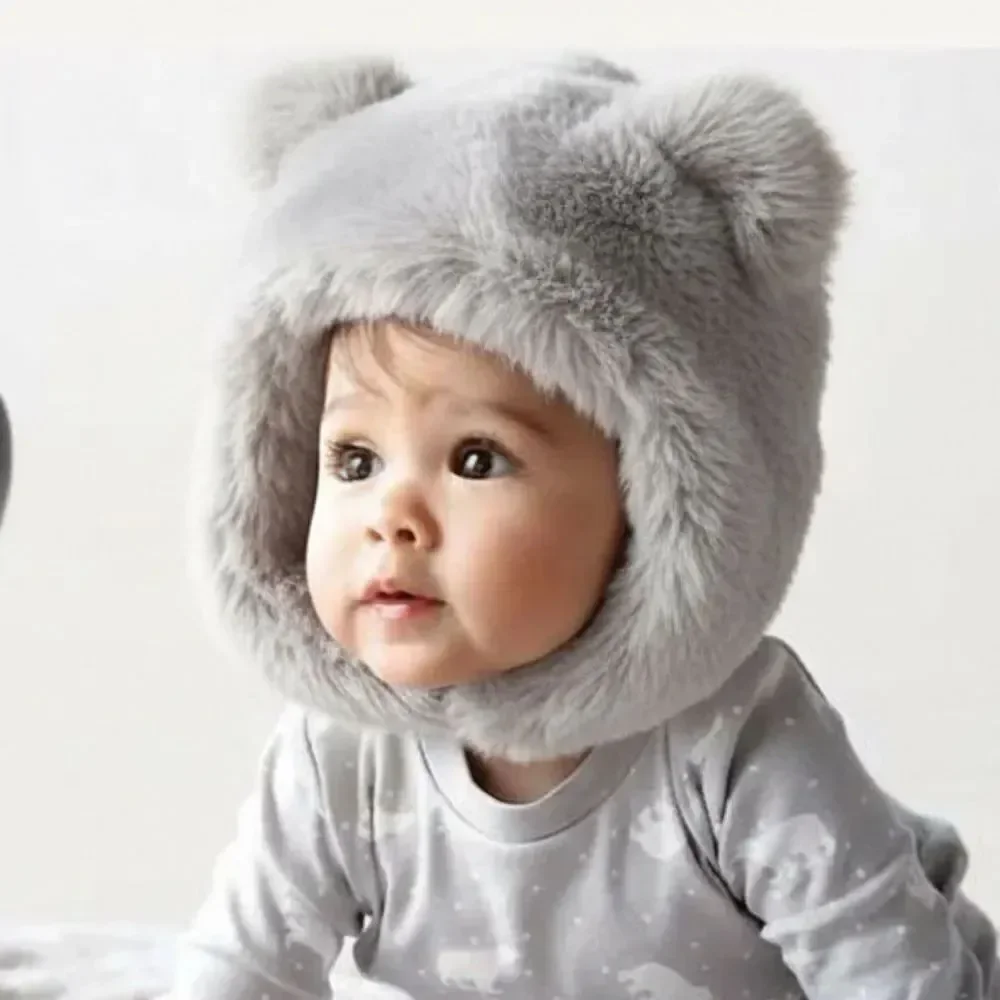 Restoration Hardware LUXE Fur Baby Animal Hood - Grey - 12 Months NWT